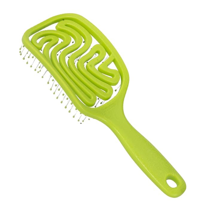 Tangols Gentle Detangler Hair Brush | Green, Eco-Friendly, Double-Curved Design, Ultra-Soft Bristles for All Hair Types