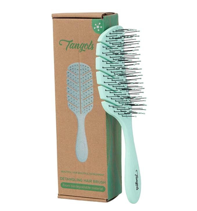 Tangols Eco-Friendly Detangling Hair Brush | Green Cornstarch, Anti-Knot, Vented Spiral Design for All Hair Types