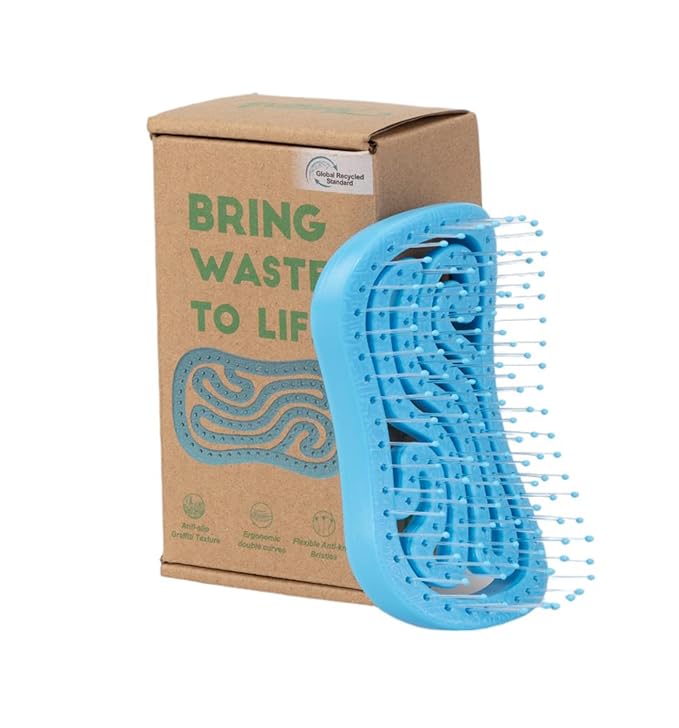 Tangols Double Curved Detangling Hair Brush | Blue, Eco-Friendly, Ultra-Soft Nylon Bristles for All Hair Types