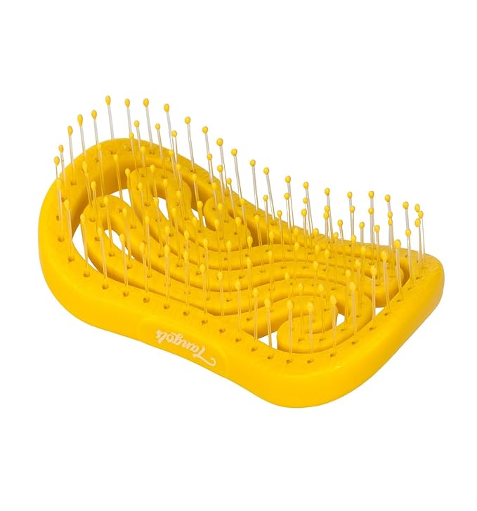 Tangols Double Curved Detangling Hair Brush | Yellow, Eco-Friendly, Ultra-Soft Nylon Bristles for All Hair Types
