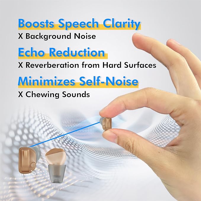 Hearing aid benefits like boosting speech clarity and reducing background noise.