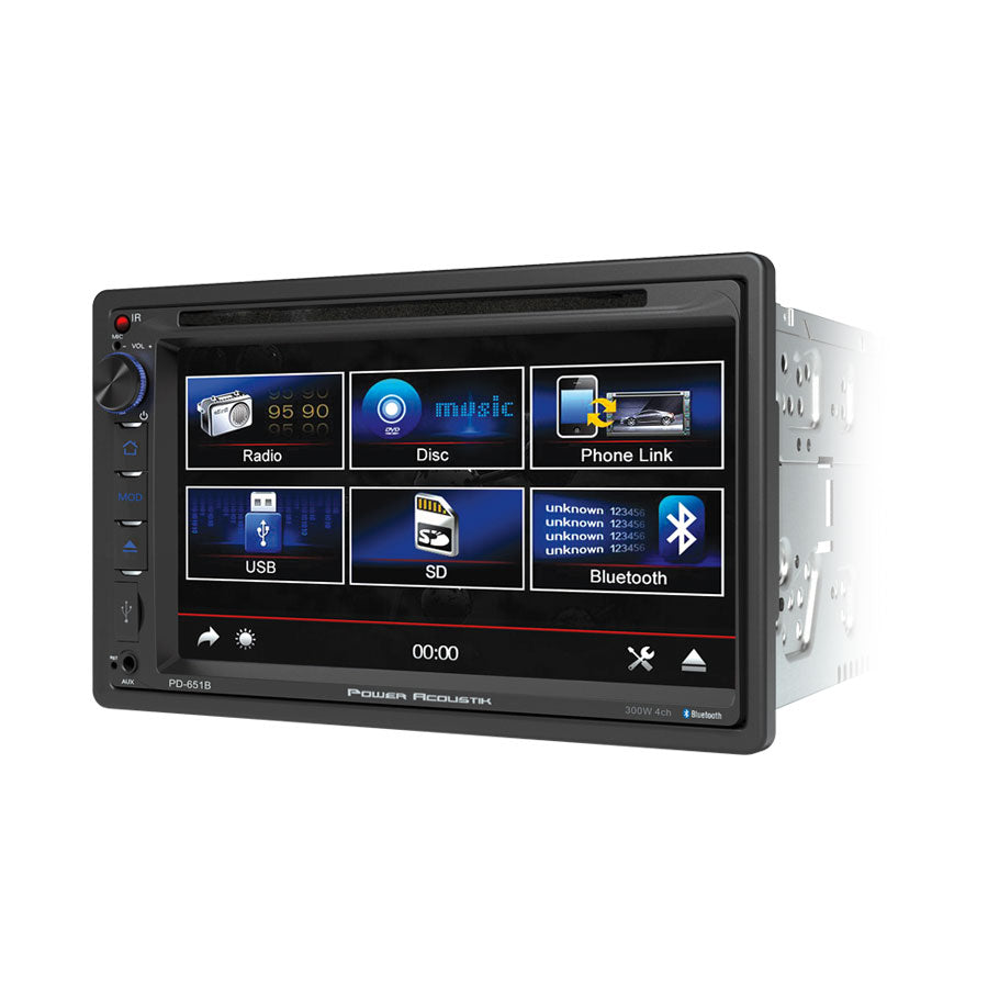 Power Acoustik PD-651B | Double-DIN 6.5-Inch LCD Touchscreen DVD Receiver with Bluetooth