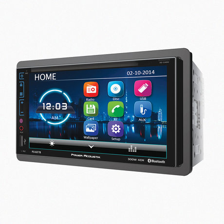 Front view of Power Acoustik car stereo with touchscreen