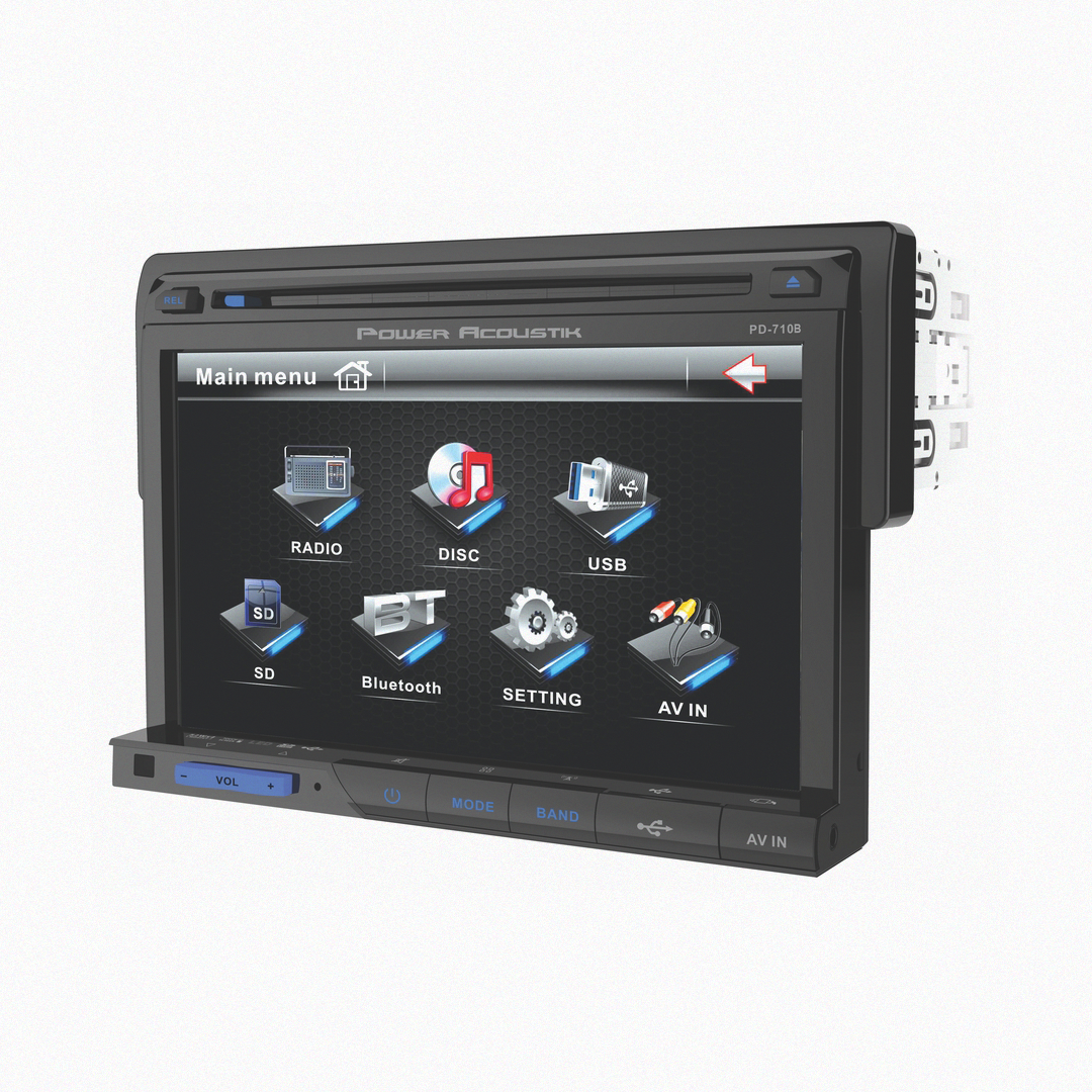 Power Acoustik DVD Player showing the main menu screen