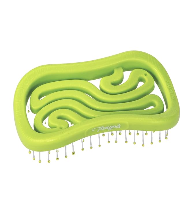 Tangols Double Curved Detangling Hair Brush | Green, Eco-Friendly, Ultra-Soft Nylon Bristles for All Hair Types