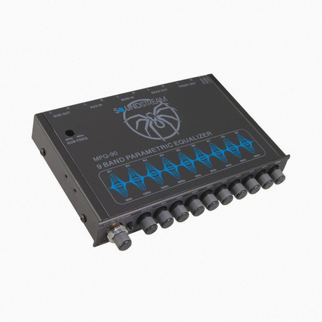 Front view of 9-band 1/2 DIN equalizer