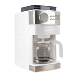 Epsilon Coffee Maker with Built-in Grinder, 12 Cup Programmable Drip Coffeemaker with Stainless Steel Filter Basket – White