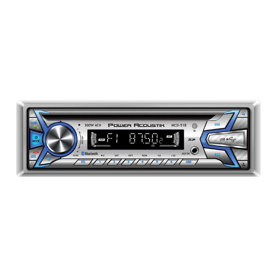 Power Acoustik MCD-51B | Din in-Dash Marine Grade CD/MP3, AM/FM Receiver with SD, USB & Bluetooth