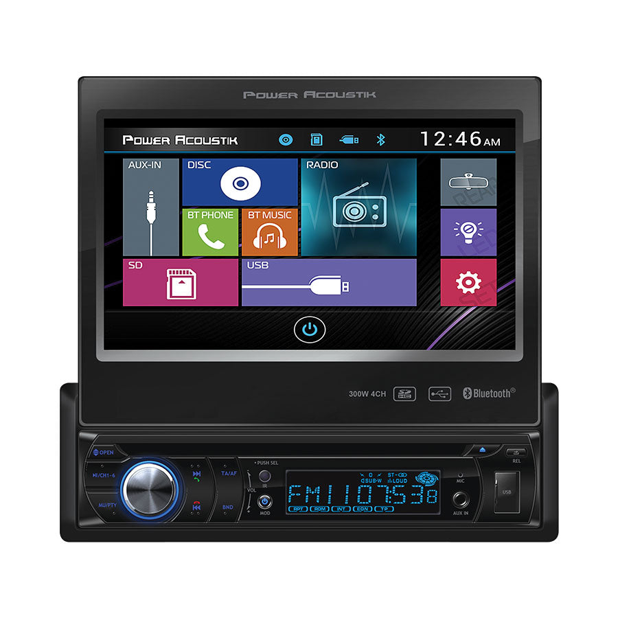 Power Acoustik PD-724B | 1-DIN Source Unit With Bluetooth/Motorized 7-Inch LCD