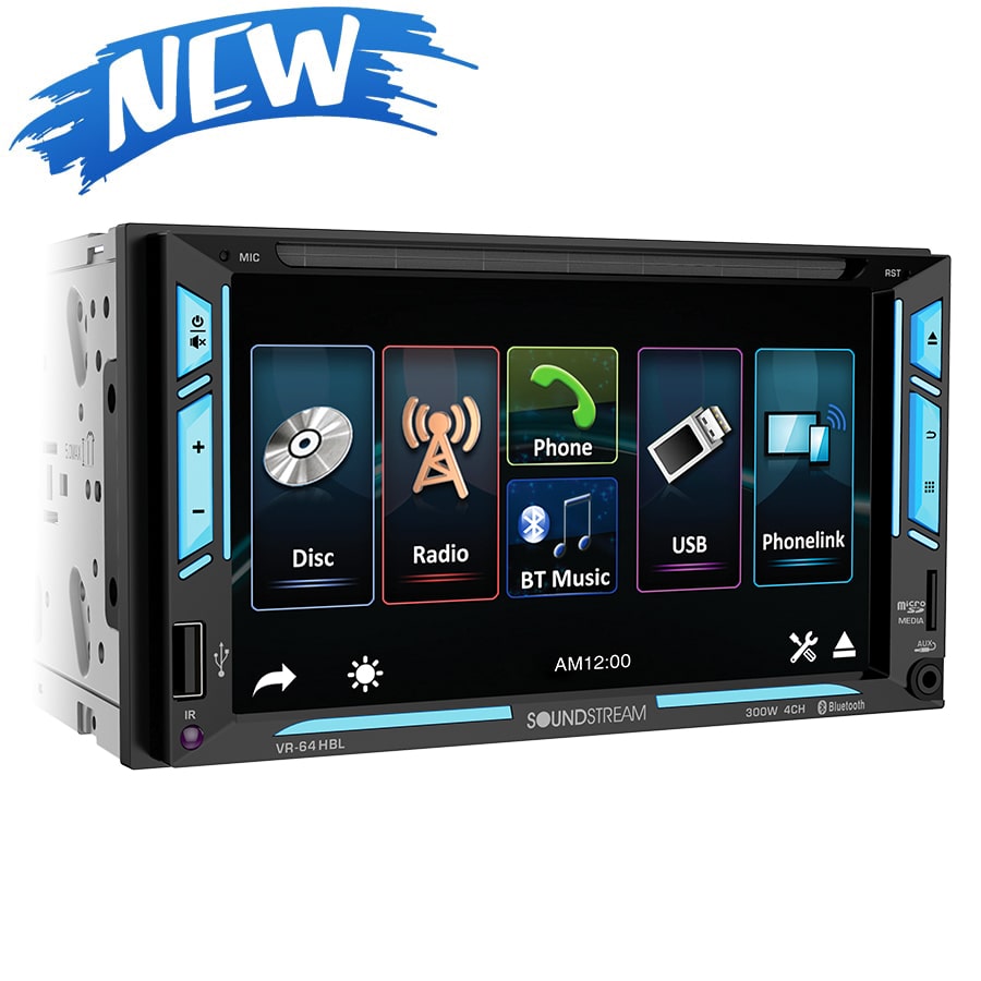 Soundstream VR-64HBL | 6.2" 2-DIN DVD/CD Touchscreen Headunit w/ Bluetooth & PhoneLink