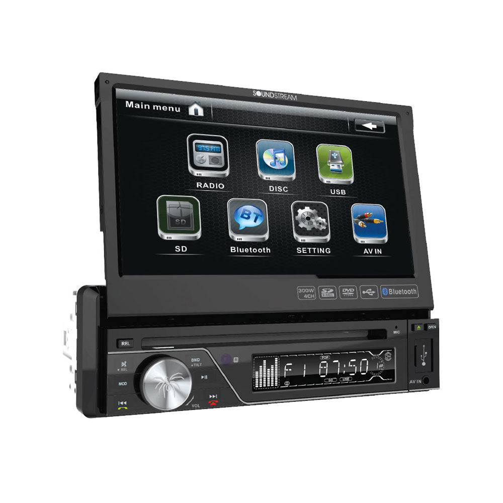 Soundstream VIR-7830B | 7" Single-DIN Flip-Up DVD/CD w/ HD Touchscreen & Bluetooth