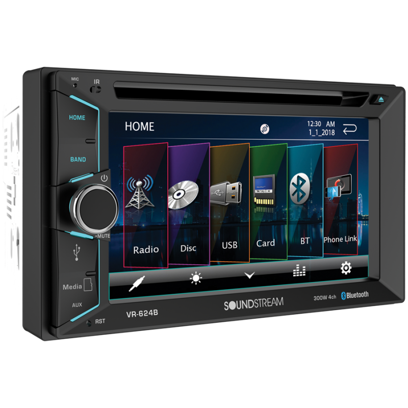Soundstream VR-624B | 6.2" 2-DIN Touchscreen DVD/CD Headunit w/ Bluetooth