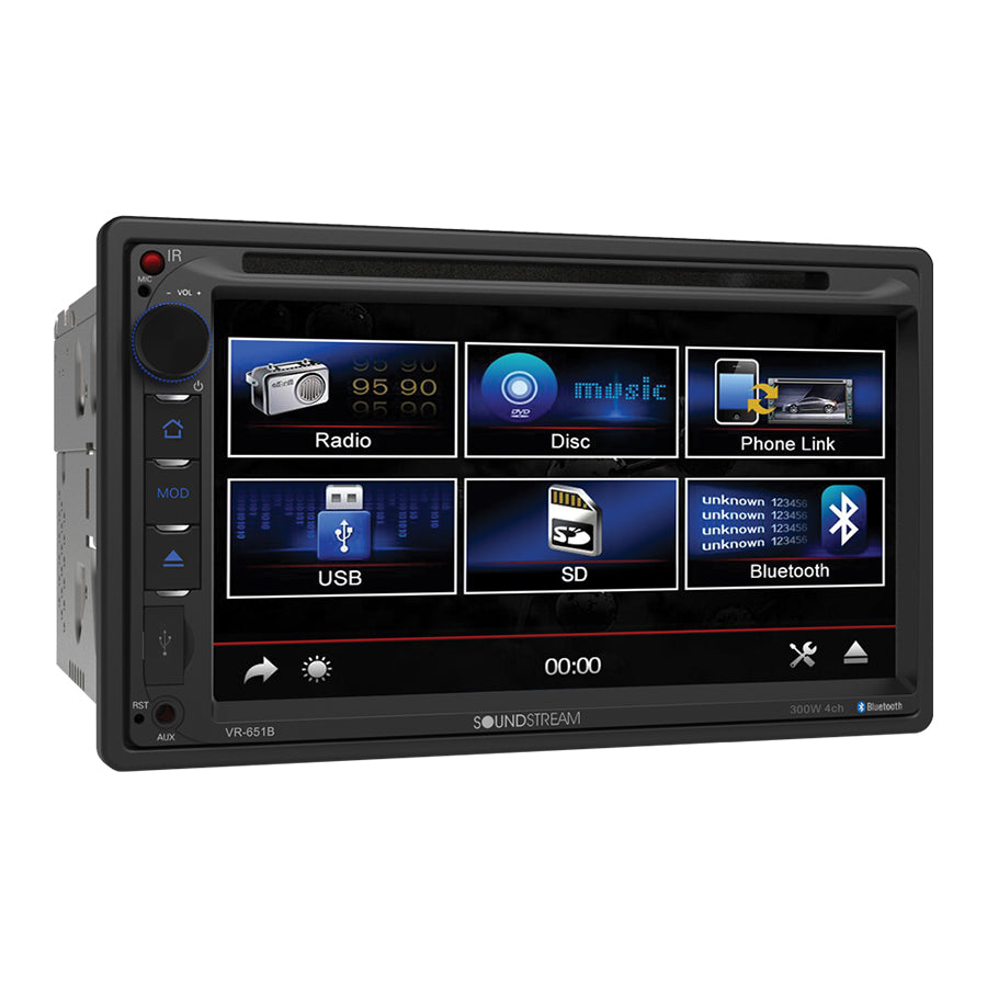 Soundstream VR-651B | 7" 2-DIN Touchscreen DVD/CD Headunit w/ Android PhoneLink