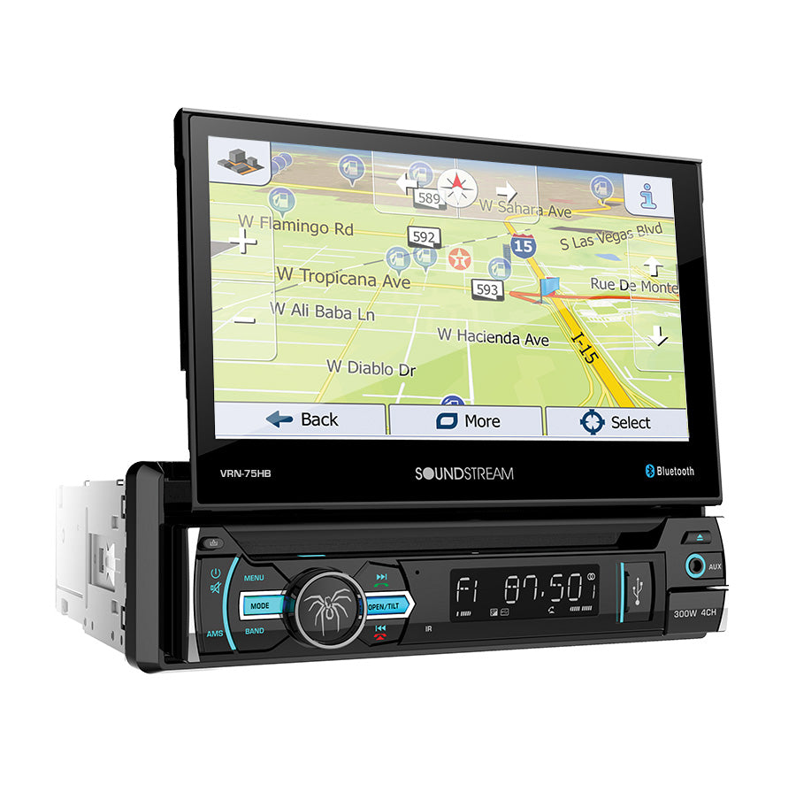 Soundstream VRN-75HB | 7" Single-DIN Flip-Up DVD/CD w/ Navigation & Bluetooth HFC