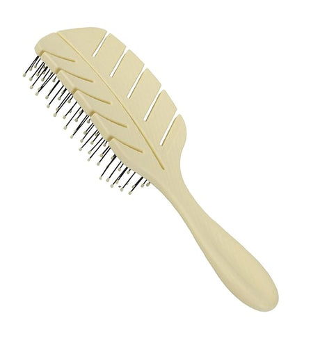 Beige minimalist hairbrush with streamlined design