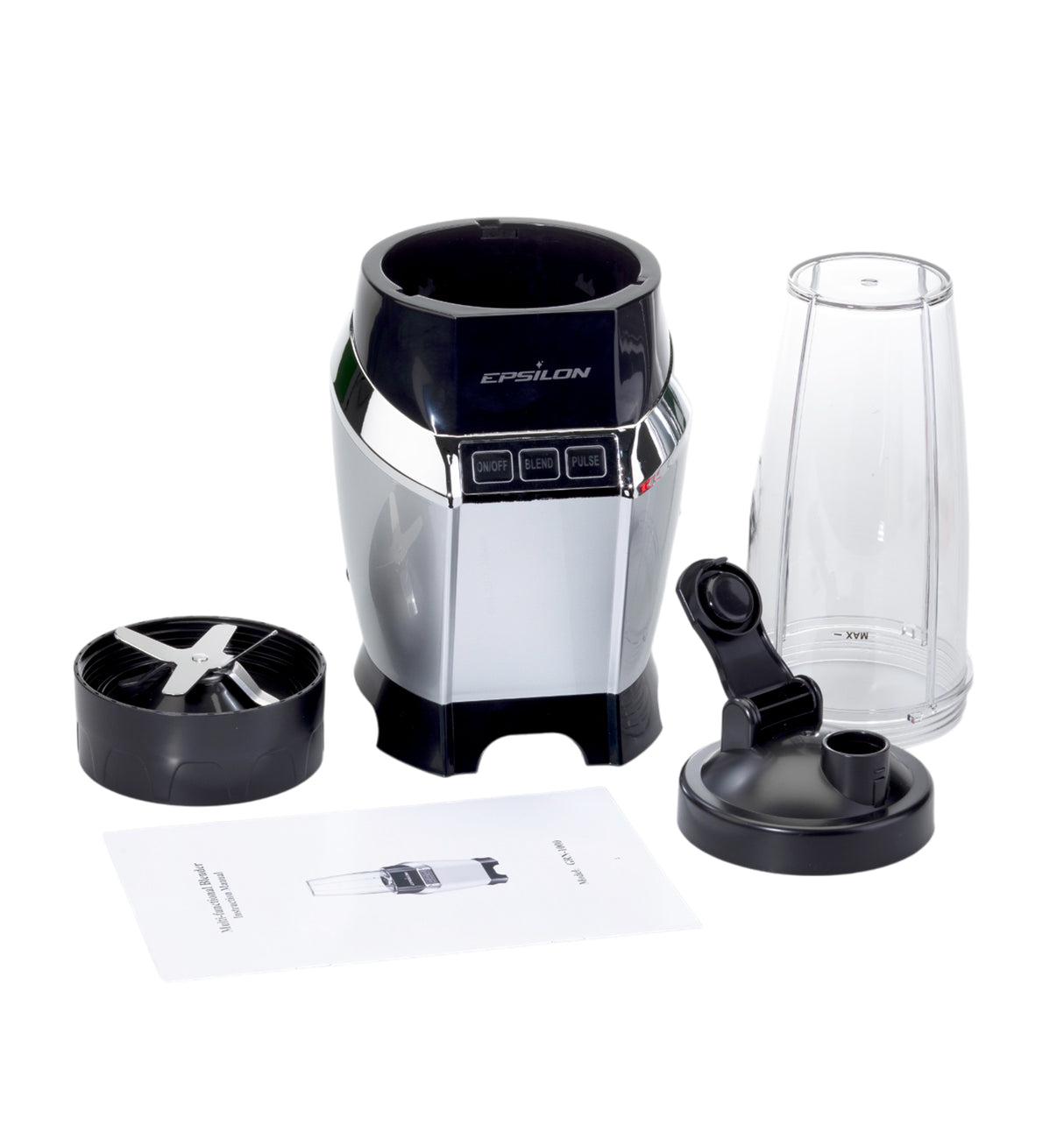 Epsilon blender with accessories and manual