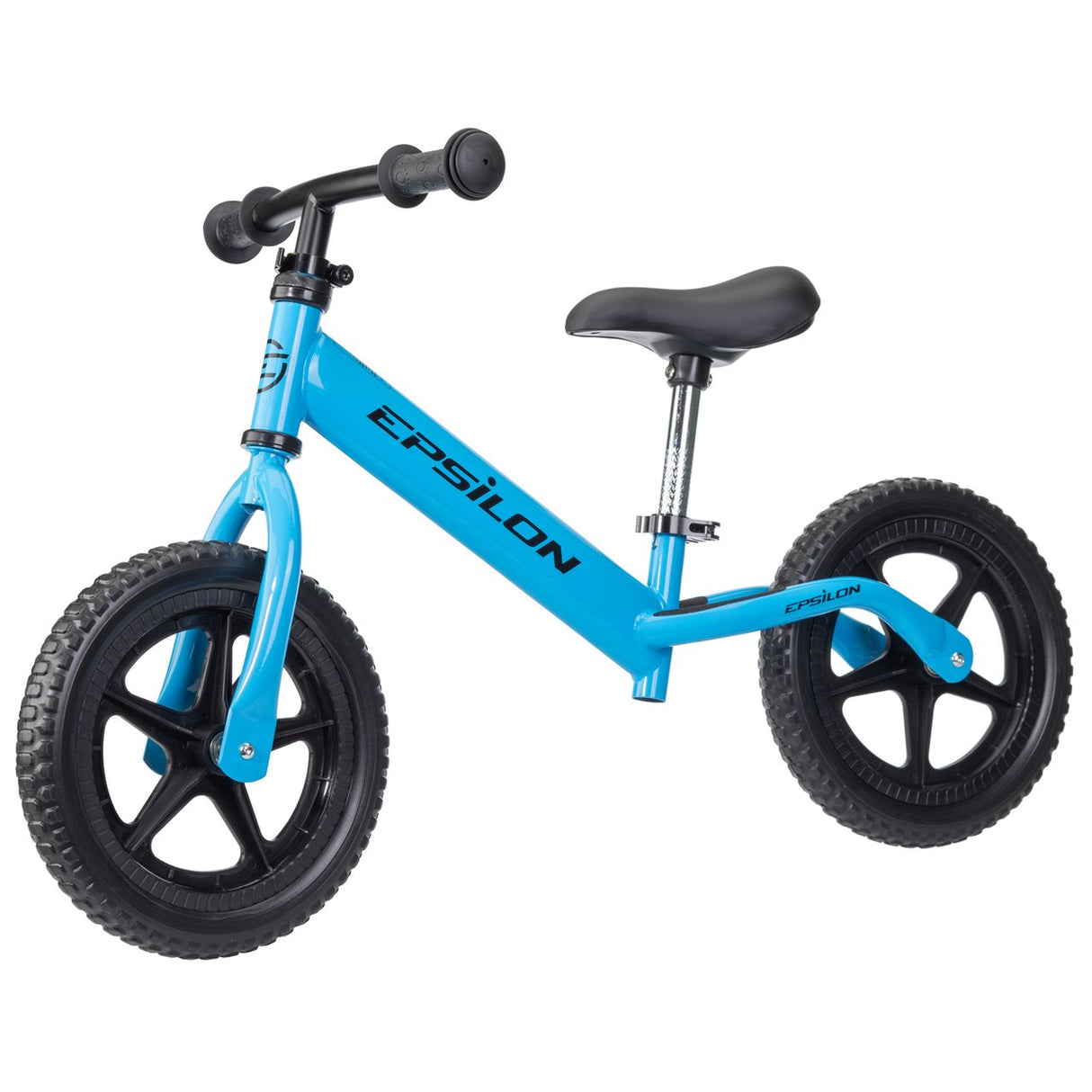 Blue Epsilon children's balance bike side view