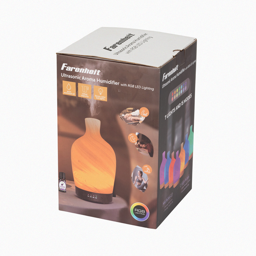 Packaging box for vase-shaped ultrasonic humidifier by Fahrenheit