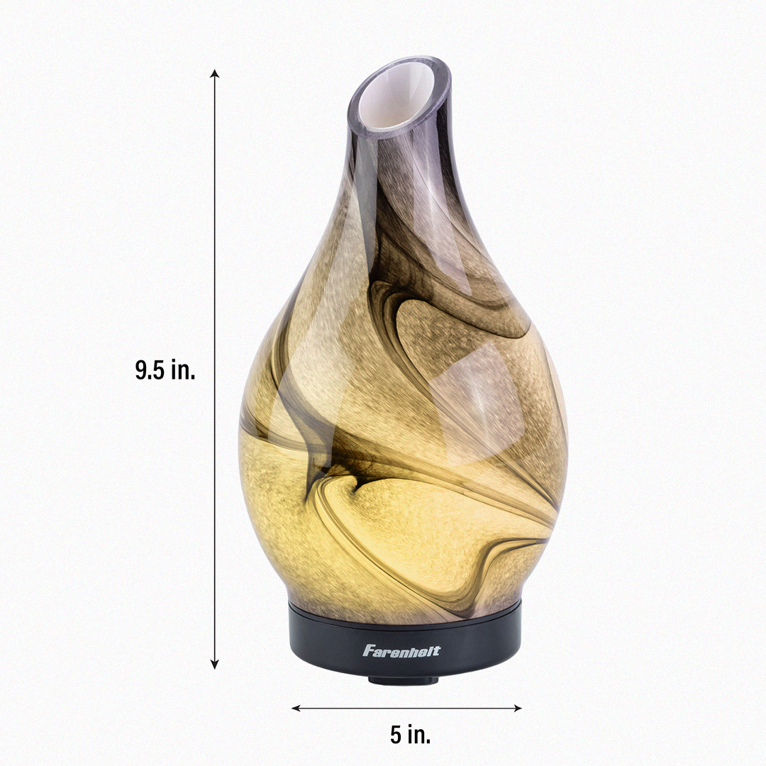 Dimensions of swirl glass ultrasonic aroma humidifier by Fahrenheit