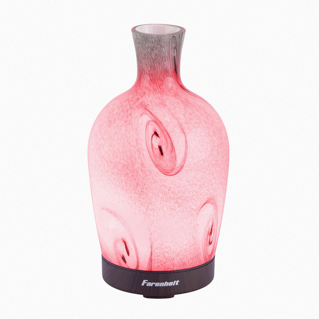 Red vase-shaped ultrasonic humidifier by Fahrenheit