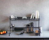 Kitchen Rack Setup on Counter with Utensils and Fruits