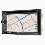 Power Acoustik car audio system displaying GPS map