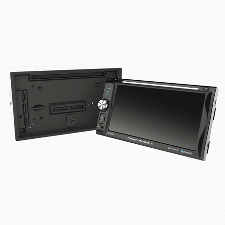 Power Acoustik car audio system showing tilted view for easy access