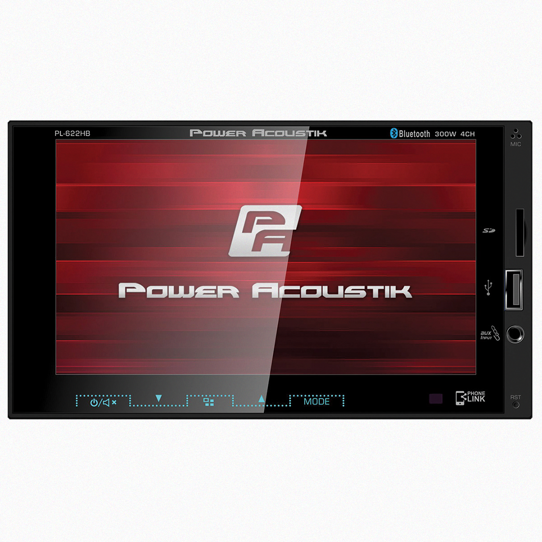 Power Acoustik double DIN multimedia receiver front display