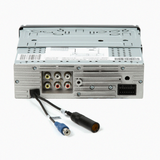 Front view of Power Acoustik DVD player with closed panel