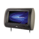 Front view of Power Acoustik headrest screen displaying logo