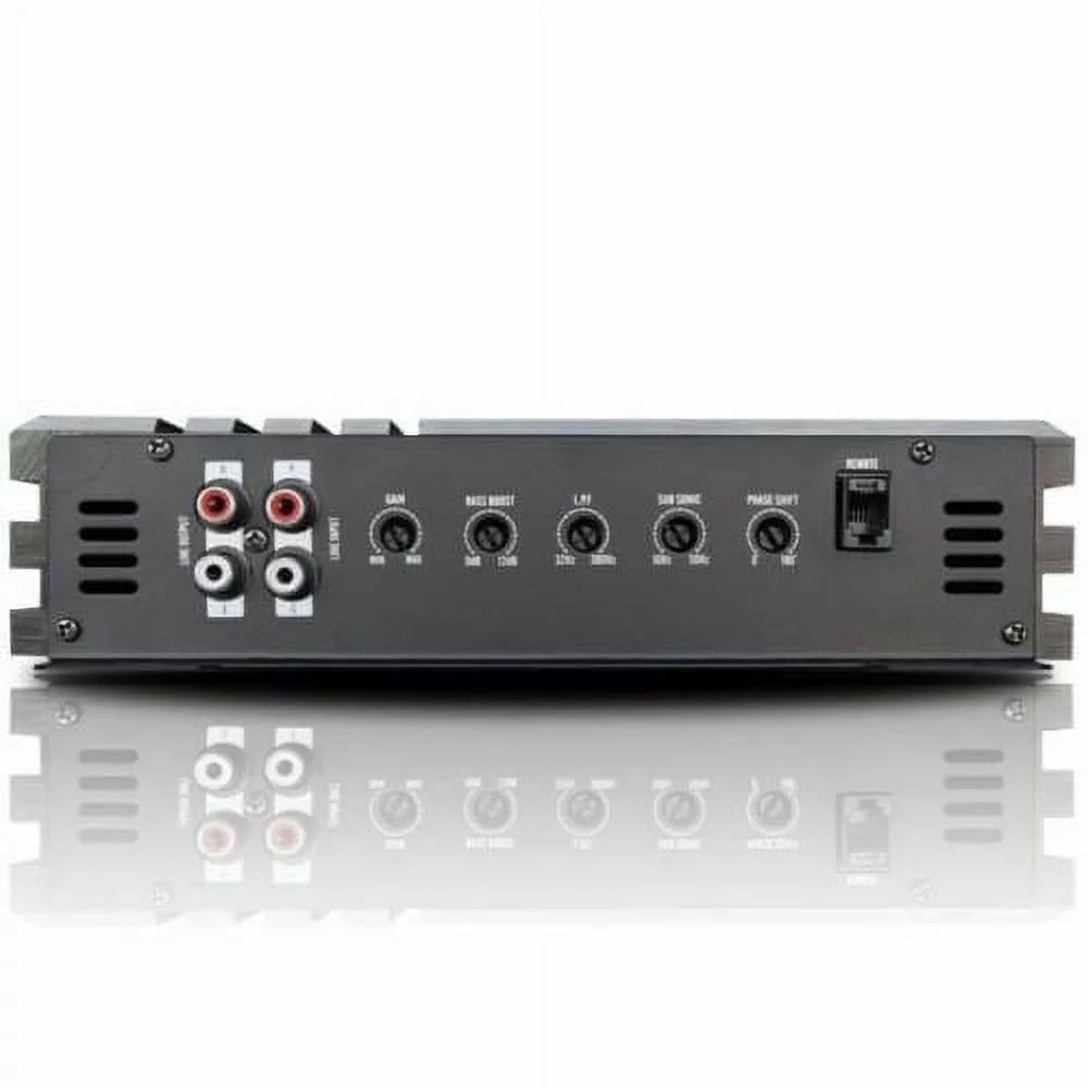 Connection ports on Power Acoustik RE1-4500D 4500 Watt 1-Channel Monoblock Car Amplifier