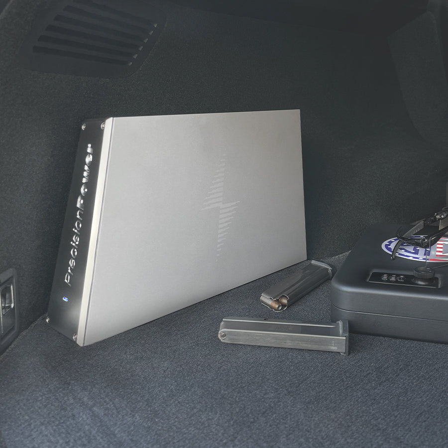 Precision Power amplifier setup in car trunk