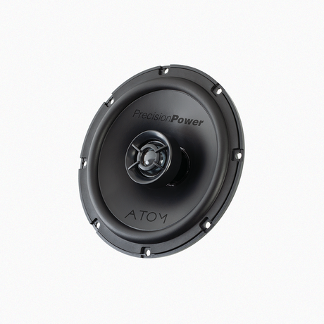 Precision Power Atom speaker side view, round design