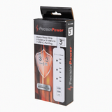 Front view of Precision Power power strip packaging