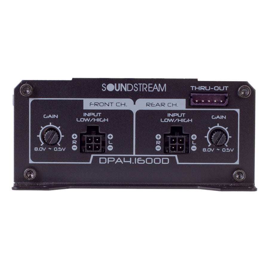 Input panel of Soundstream digital amplifier