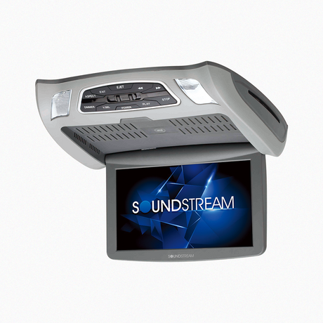 Soundstream overhead monitor displaying Soundstream logo screen