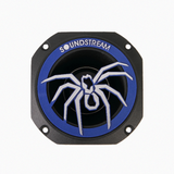 Top view of Soundstream tweeter with blue spider emblem