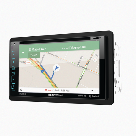 Front view of Soundstream VRN-624B with display and controls