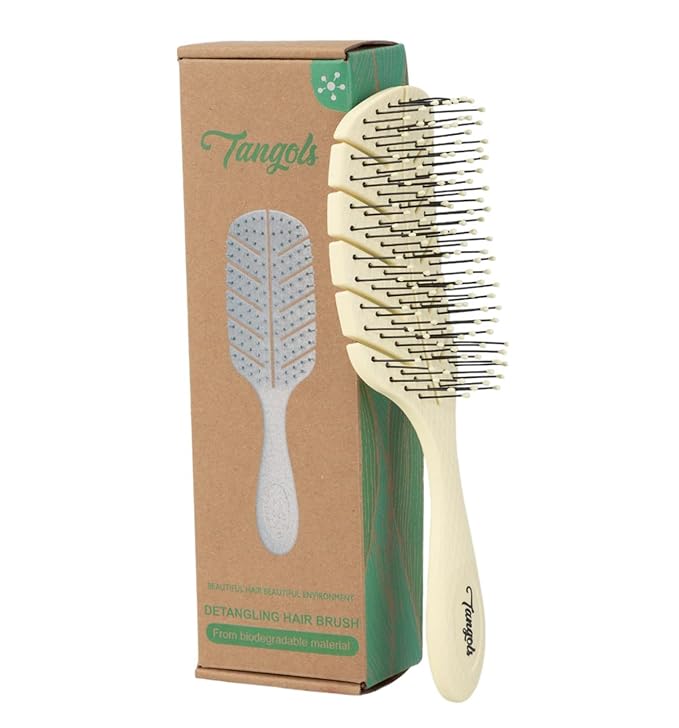 Beige Tangol hairbrush in eco-friendly packaging