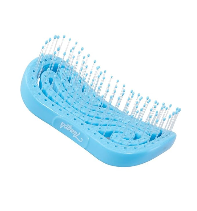 Blue curvy Tangols brush with flexible, thin bristles