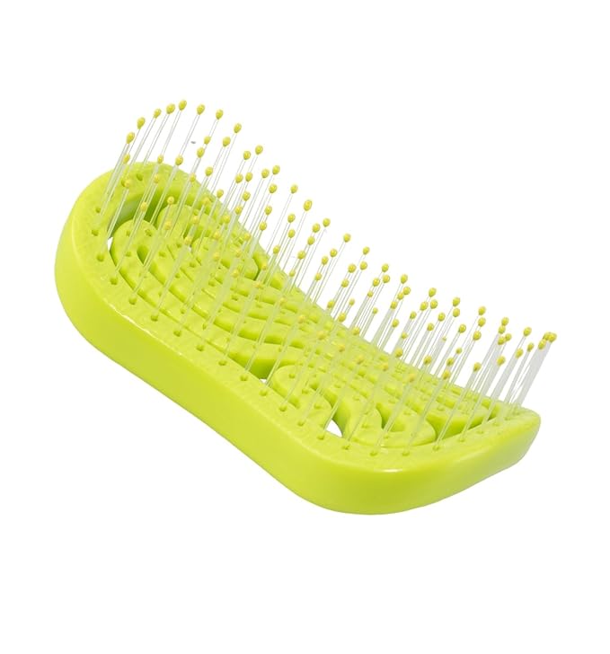 Neon green Tangols hairbrush with flexible bristles